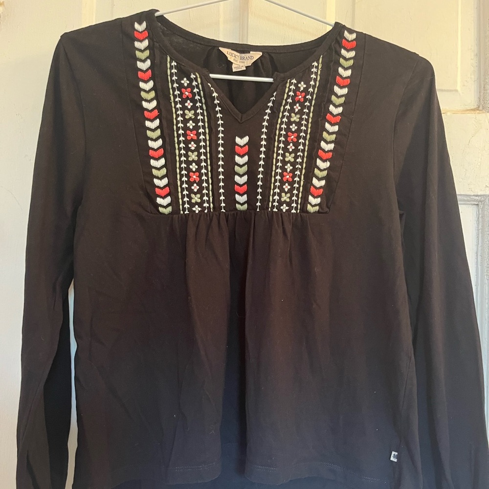 Lucky Brand girls Black Cotton Top in size 16